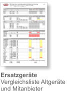 Ersatzgeräte Vergleichsliste Altgeräte  und Mitanbieter